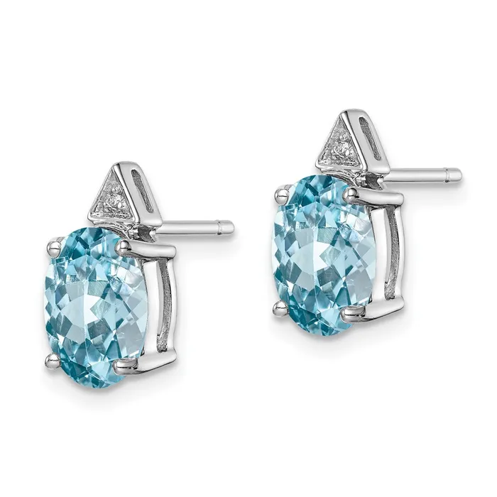 Earrings Sterling Silver Rhodium Light Swiss Blue Topaz u0026 Diamond Post Earrings Goldia