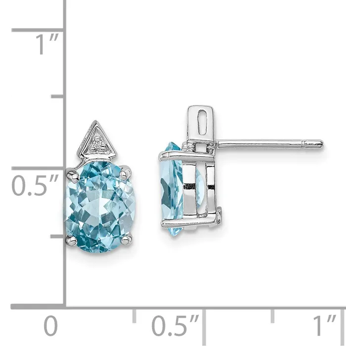 Earrings Sterling Silver Rhodium Light Swiss Blue Topaz u0026 Diamond Post Earrings Goldia
