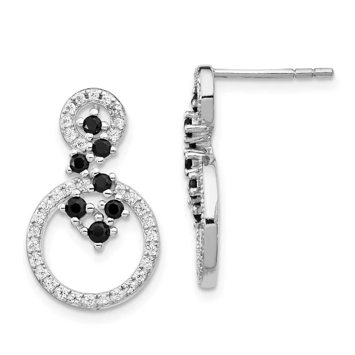 Earrings Sterling Silver Rhodiumplated CZ and Spinel 2Circle Post Earrings Goldia Earrings Sterling Silver Rhodiumplated CZ and Spinel 2Circle Post Earrings Goldia