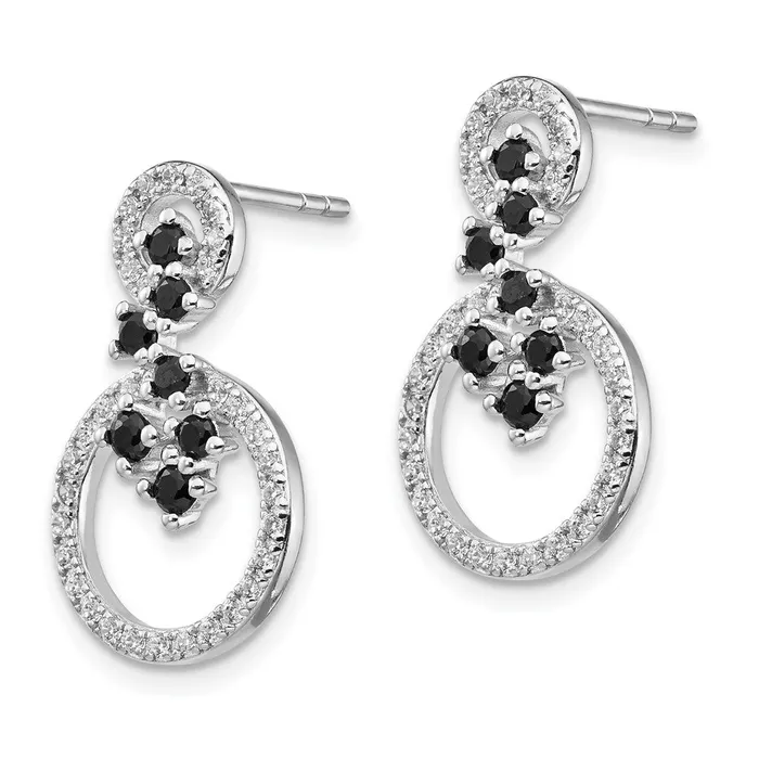 Earrings Sterling Silver Rhodiumplated CZ and Spinel 2Circle Post Earrings Goldia
