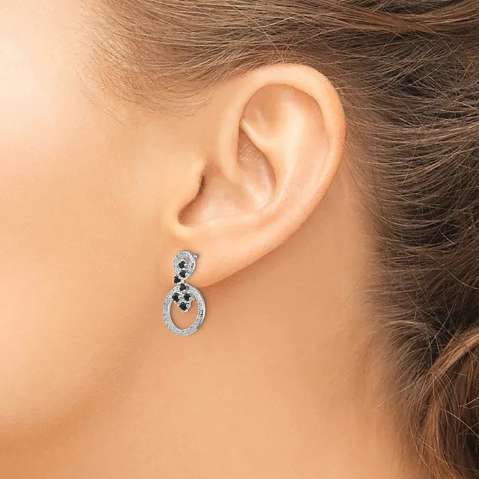 Earrings Sterling Silver Rhodiumplated CZ and Spinel 2Circle Post Earrings Goldia