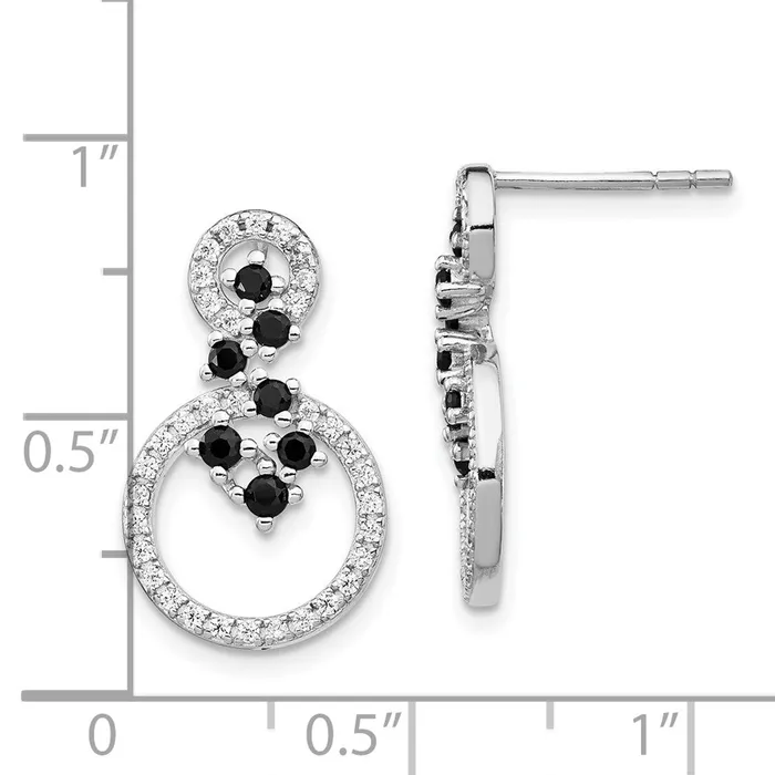 Earrings Sterling Silver Rhodiumplated CZ and Spinel 2Circle Post Earrings Goldia