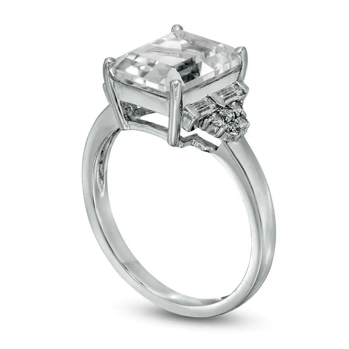 EmeraldCut LabCreated White Sapphire Composite TriSides Ring in Sterling Silver Goldia Rings EmeraldCut LabCreated White Sapphire Composite TriSides Ring in Sterling Silver Goldia Rings