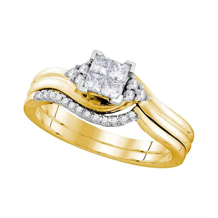 gndatlanta 10k Yellow Gold Certified Princess Diamond Bridal Wedding Ring Set 13 Cttw Rings gndatlanta 10k Yellow Gold Certified Princess Diamond Bridal Wedding Ring Set 13 Cttw Rings
