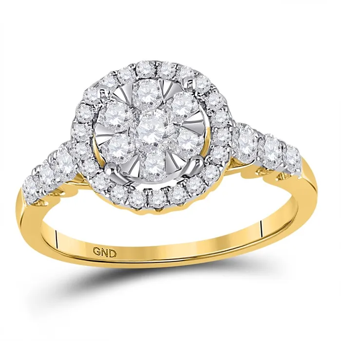 gndatlanta 10k Yellow Gold Round Diamond Cluster Ring 34 Cttw Rings