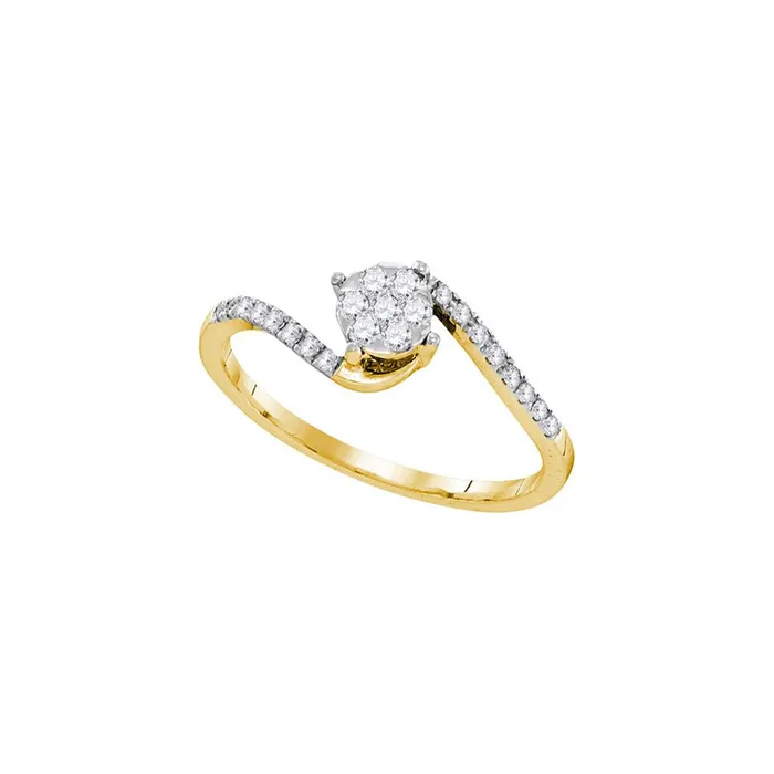 gndatlanta 10k Yellow Gold Round Diamond Slender Swirl Cluster Ring 14 Cttw Rings gndatlanta 10k Yellow Gold Round Diamond Slender Swirl Cluster Ring 14 Cttw Rings