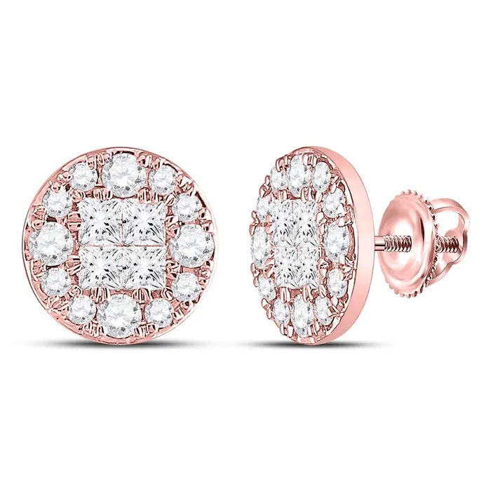 gndatlanta 14k Rose Gold Princess Diamond Cluster Earrings 12 Cttw Earrings gndatlanta 14k Rose Gold Princess Diamond Cluster Earrings 12 Cttw Earrings