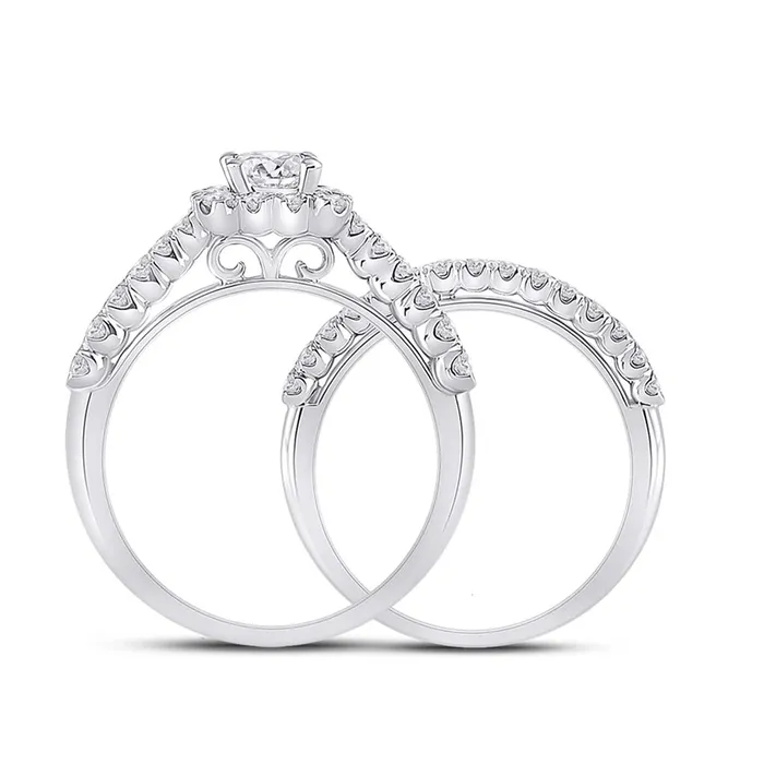 gndatlanta 14k White Gold Emerald Diamond Bridal Wedding Ring Set 112 Cttw Certified Rings