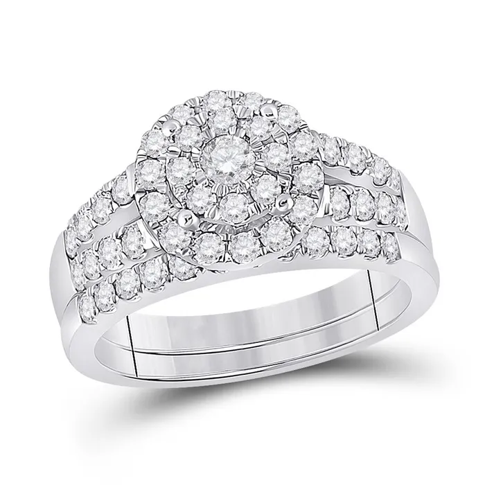 gndatlanta 14k White Gold Round Diamond Bridal Wedding Ring Set 1 Cttw Rings gndatlanta 14k White Gold Round Diamond Bridal Wedding Ring Set 1 Cttw Rings