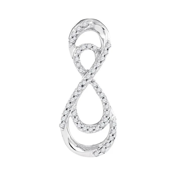 gndatlanta 14k White Gold Round Diamond Vertical Double Infinity Pendant 15 Cttw Necklaces gndatlanta 14k White Gold Round Diamond Vertical Double Infinity Pendant 15 Cttw Necklaces