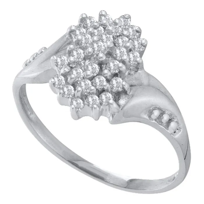 gndatlanta 14k White Gold Round Prongset Diamond Oval Cluster Ring 14 Cttw Rings gndatlanta 14k White Gold Round Prongset Diamond Oval Cluster Ring 14 Cttw Rings