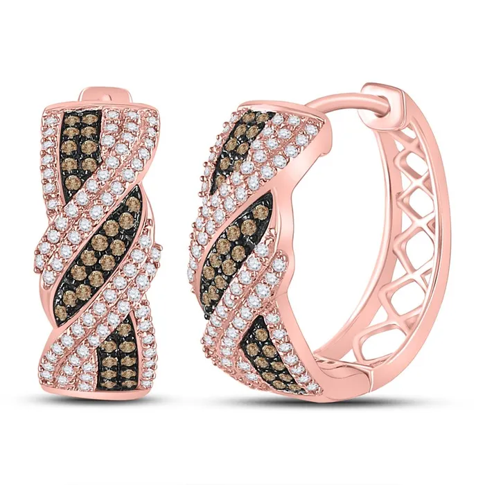 gndatlanta Earrings 10k Rose Gold Round Brown Diamond Twist Hoop Earrings 34 Cttw gndatlanta Earrings 10k Rose Gold Round Brown Diamond Twist Hoop Earrings 34 Cttw