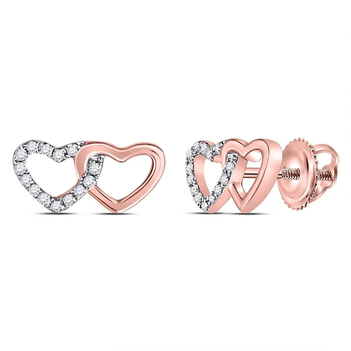gndatlanta Earrings 10k Rose Gold Round Diamond Heart Earrings 112 Cttw