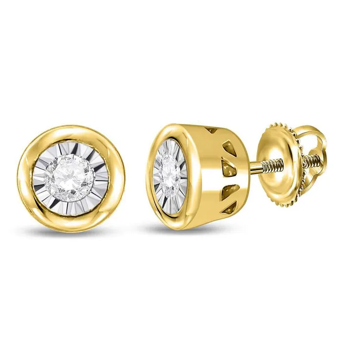 gndatlanta Earrings 10k Yellow Gold Round Diamond Miracle Solitaire Earrings 110 Cttw gndatlanta Earrings 10k Yellow Gold Round Diamond Miracle Solitaire Earrings 110 Cttw