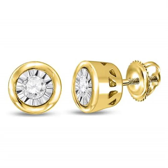 gndatlanta Earrings 10k Yellow Gold Round Diamond Miracle Solitaire Earrings 110 Cttw