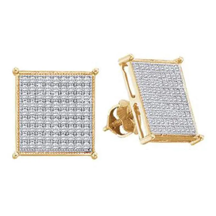 gndatlanta Earrings 10k Yellow Gold Round Diamond Square Cluster Earrings 12 Cttw gndatlanta Earrings 10k Yellow Gold Round Diamond Square Cluster Earrings 12 Cttw