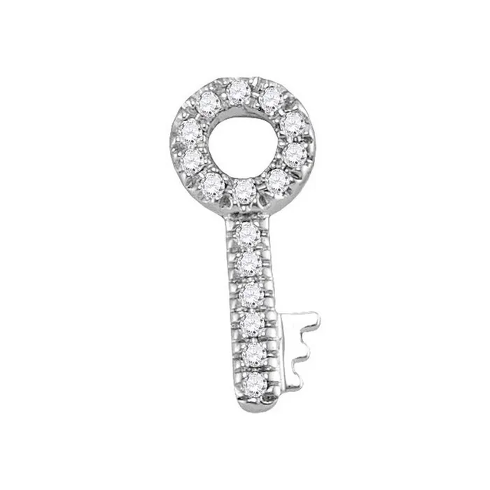 gndatlanta Earrings 14k White Gold Round Diamond Lock Key Fashion Earrings 110 Cttw