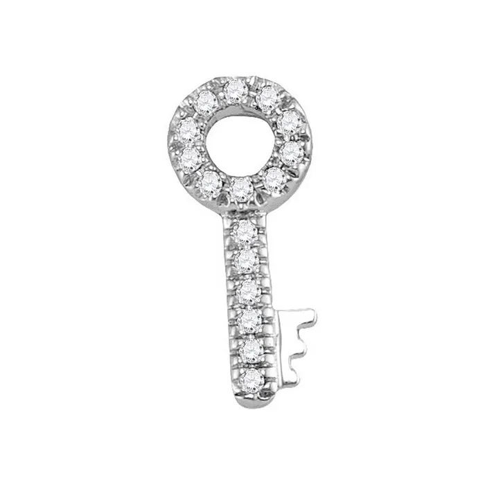 gndatlanta Earrings 14k White Gold Round Diamond Lock Key Fashion Earrings 110 Cttw