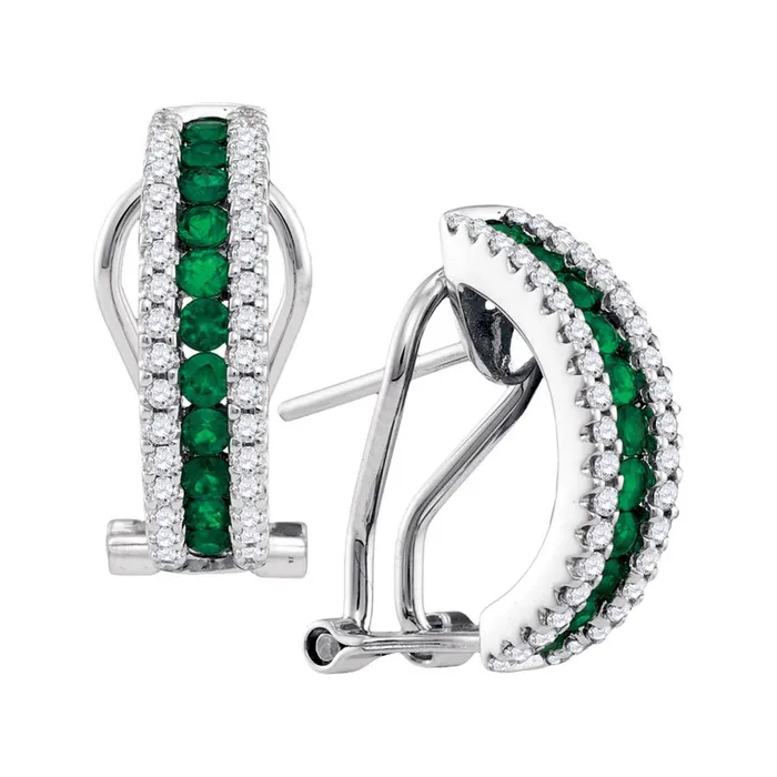 gndatlanta Earrings 14k White Gold Round Emerald Diamond Striped Frenchclip Hoop Earrings 58 Cttw gndatlanta Earrings 14k White Gold Round Emerald Diamond Striped Frenchclip Hoop Earrings 58 Cttw
