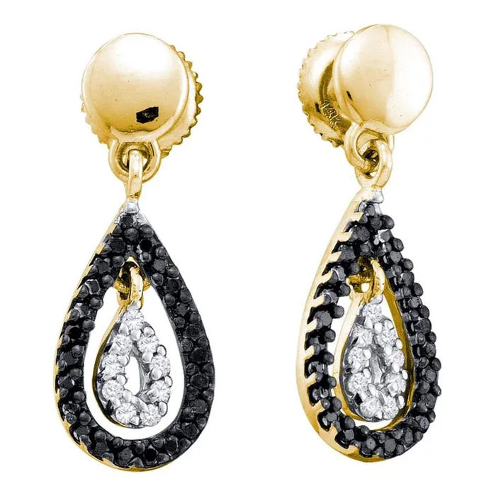 gndatlanta Earrings 14k Yellow Gold Black Diamond Teardrop Dangle Earrings 13 Cttw gndatlanta Earrings 14k Yellow Gold Black Diamond Teardrop Dangle Earrings 13 Cttw