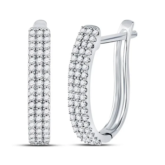 gndatlanta Earrings 14kt White Gold Round Diamond Triple Row Hoop Earrings 14 Cttw gndatlanta Earrings 14kt White Gold Round Diamond Triple Row Hoop Earrings 14 Cttw