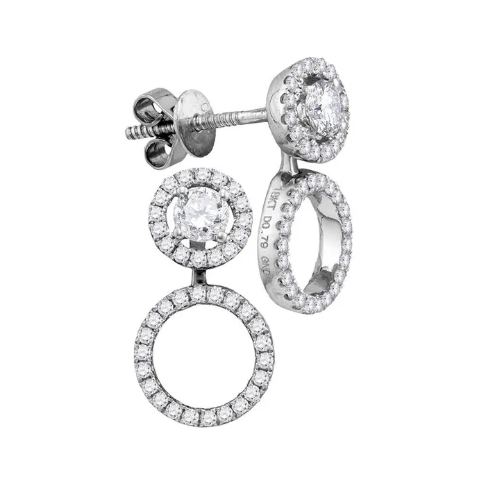 gndatlanta Earrings 18k White Gold Round Diamond Convertible Circle Dangle Jacket Earrings 34 Cttw