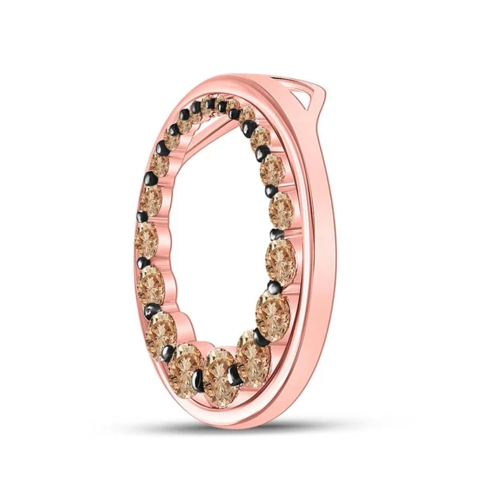 gndatlanta Necklaces 10k Rose Gold Round Brown Diamond Graduated Circle Pendant 34 Cttw