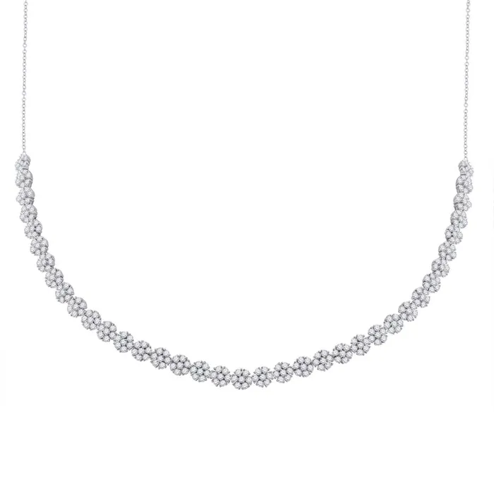 gndatlanta Necklaces 14k White Gold Round Diamond Flower Cluster Necklace 412 Cttw gndatlanta Necklaces 14k White Gold Round Diamond Flower Cluster Necklace 412 Cttw