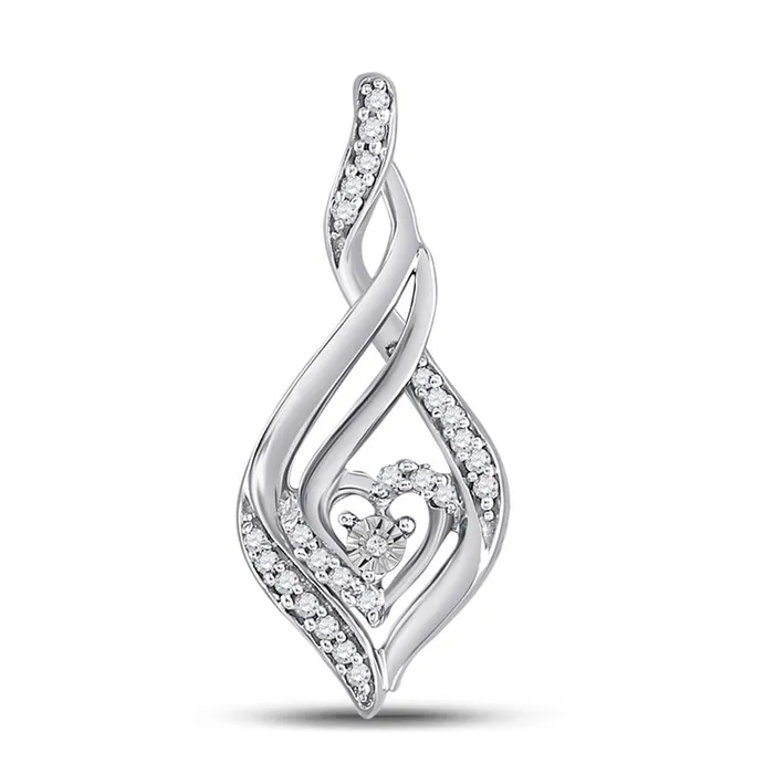 gndatlanta Necklaces 14k White Gold Round Diamond Heart Spade Frame Pendant 18 Cttw
