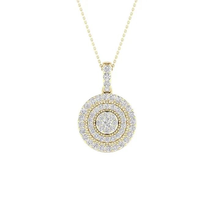 gndatlanta Necklaces 14k Yellow Gold Round Diamond Cluster Pendant 14 Cttw gndatlanta Necklaces 14k Yellow Gold Round Diamond Cluster Pendant 14 Cttw