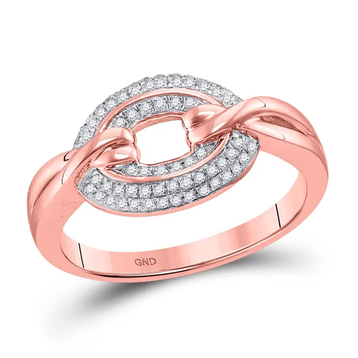 gndatlanta Rings 10k Rose Gold Round Diamond Captured Circle Cluster Ring 15 Cttw