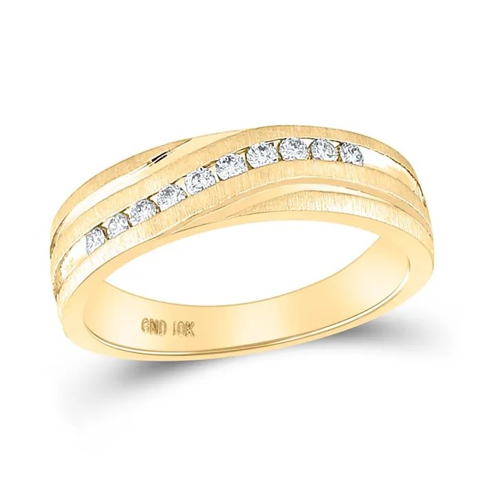 gndatlanta Rings 10k Yellow Gold Machine Set Round Diamond Wedding Channel Band Ring 14 Cttw