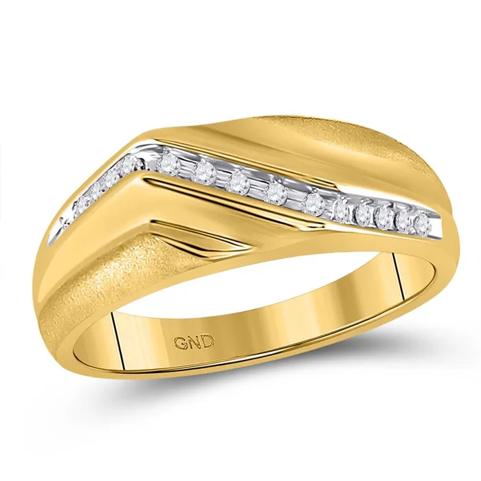 gndatlanta Rings 10k Yellow Gold Round Diamond Diagonal Single Row Wedding Band Ring 18 Cttw
