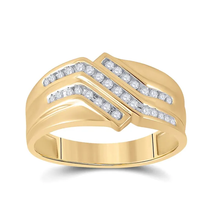 gndatlanta Rings 10k Yellow Gold Round Diamond Triple Row Band Ring 14 Cttw