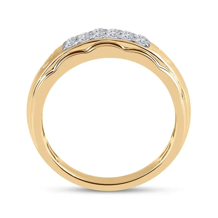 gndatlanta Rings 10k Yellow Gold Round Diamond Triple Row Band Ring 14 Cttw