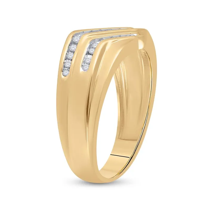 gndatlanta Rings 10k Yellow Gold Round Diamond Triple Row Band Ring 14 Cttw
