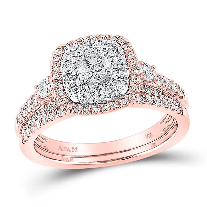 gndatlanta Rings 14k Rose Gold Round Diamond Bridal Wedding Ring Set 1 Cttw Certified gndatlanta Rings 14k Rose Gold Round Diamond Bridal Wedding Ring Set 1 Cttw Certified