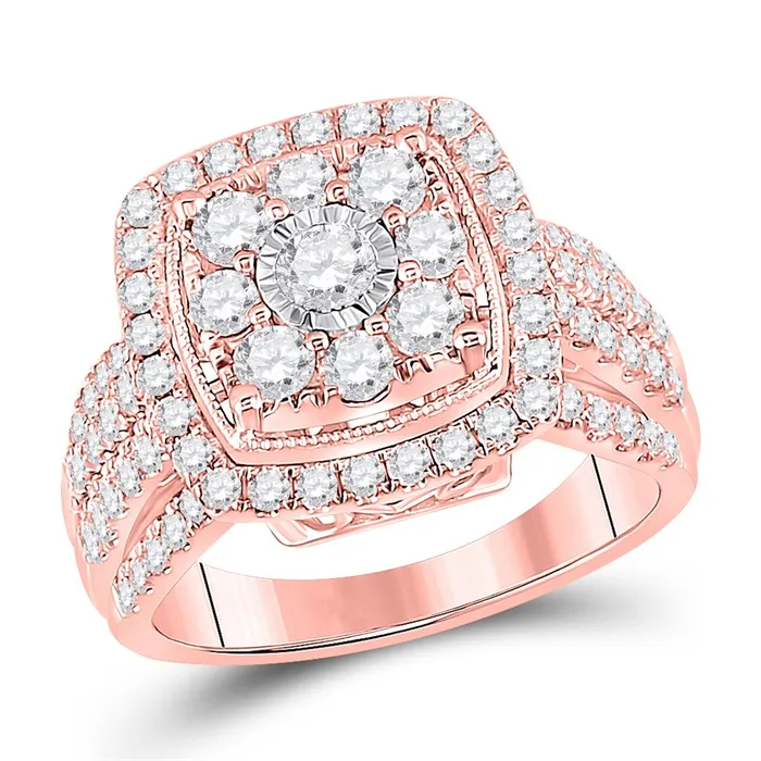 gndatlanta Rings 14k Rose Gold Round Diamond Cluster Bridal Engagement Ring 112 Cttw gndatlanta Rings 14k Rose Gold Round Diamond Cluster Bridal Engagement Ring 112 Cttw