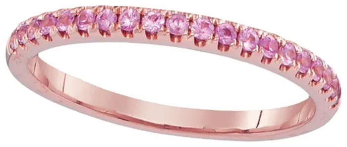 gndatlanta Rings 14k Rose Gold Round Pink Sapphire Band Ring 14 Cttw