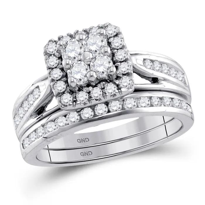 gndatlanta Rings 14k White Gold Diamond Bridal Wedding Ring Set 1 Cttw gndatlanta Rings 14k White Gold Diamond Bridal Wedding Ring Set 1 Cttw