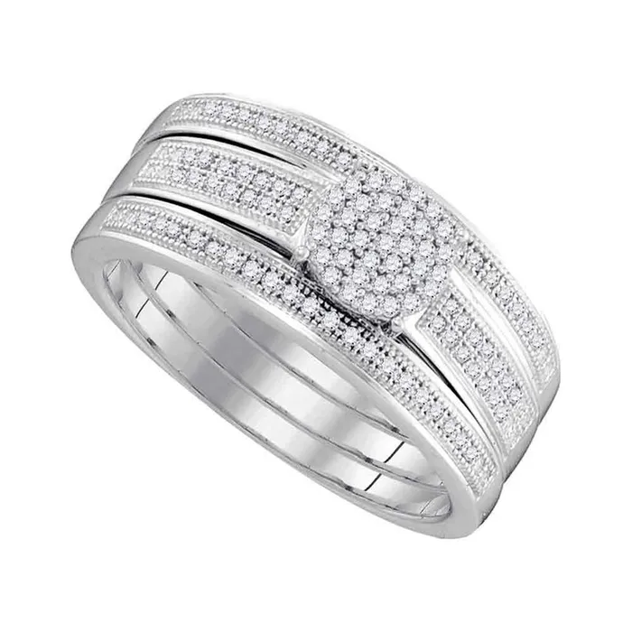 gndatlanta Rings 14k White Gold Diamond Cluster Bridal Wedding Ring Set 14 Cttw gndatlanta Rings 14k White Gold Diamond Cluster Bridal Wedding Ring Set 14 Cttw