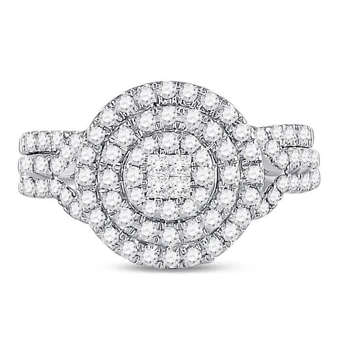 gndatlanta Rings 14k White Gold Princess Diamond Bridal Wedding Ring Set 34 Cttw gndatlanta Rings 14k White Gold Princess Diamond Bridal Wedding Ring Set 34 Cttw