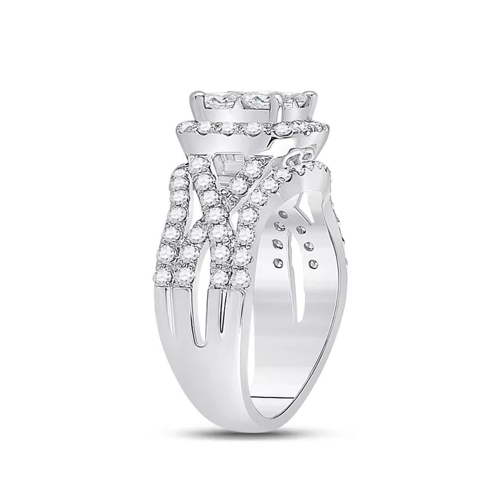 gndatlanta Rings 14k White Gold Princess Diamond Cluster Bridal Engagement Ring 2 Cttw