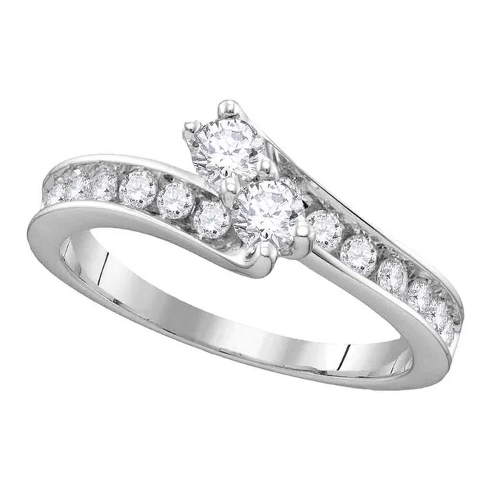 gndatlanta Rings 14k White Gold Round Diamond 2stone Bridal Engagement Ring 12 Cttw Certified gndatlanta Rings 14k White Gold Round Diamond 2stone Bridal Engagement Ring 12 Cttw Certified