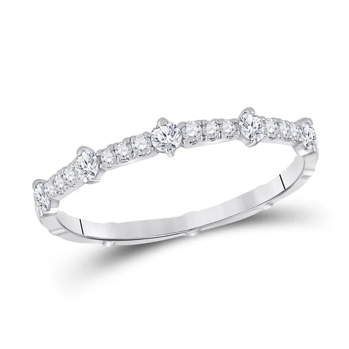 gndatlanta Rings 14k White Gold Round Diamond 5Stone Stackable Band Ring 14 Cttw gndatlanta Rings 14k White Gold Round Diamond 5Stone Stackable Band Ring 14 Cttw