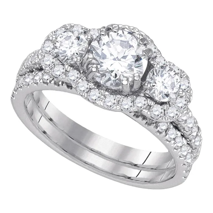 gndatlanta Rings 14k White Gold Round Diamond Bridal Wedding Ring Set 213 Cttw gndatlanta Rings 14k White Gold Round Diamond Bridal Wedding Ring Set 213 Cttw