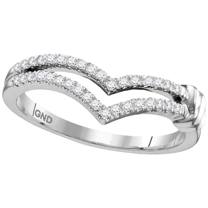 gndatlanta Rings 14k White Gold Round Diamond Chevron Band Ring 16 Cttw
