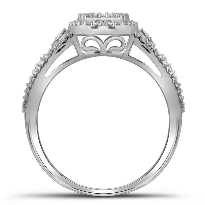 gndatlanta Rings 14k White Gold Round Diamond Circle Cluster Ring 38 Cttw gndatlanta Rings 14k White Gold Round Diamond Circle Cluster Ring 38 Cttw