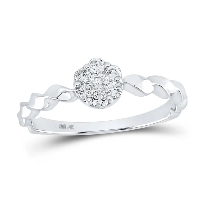 gndatlanta Rings 14k White Gold Round Diamond Flower Cluster Stackable Band Ring 14 Cttw gndatlanta Rings 14k White Gold Round Diamond Flower Cluster Stackable Band Ring 14 Cttw