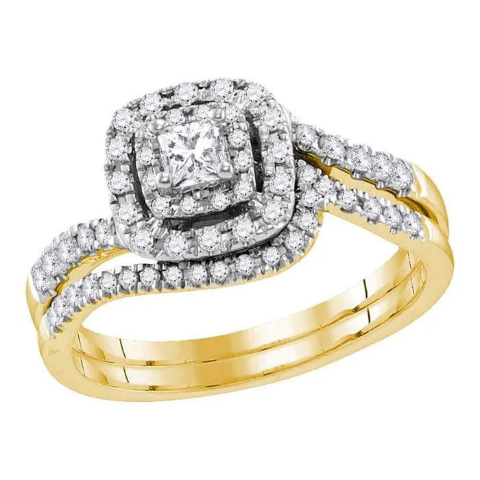 gndatlanta Rings 14k Yellow Gold Princess Diamond Bridal Wedding Ring Set 12 Cttw Certified gndatlanta Rings 14k Yellow Gold Princess Diamond Bridal Wedding Ring Set 12 Cttw Certified